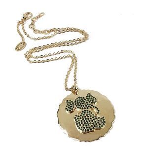 Ganesh Elephant  Gold Emerald Austrian Crystal Pendant Necklace